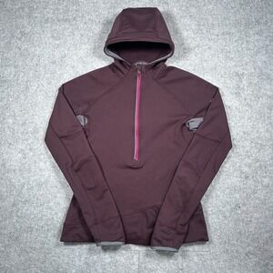 Salomon 1/2 Zip Hoodie Acti-therm Women's‎ Size Medium Burgundy Pullover Active